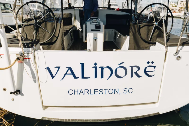 Slide: The Image of 2023 Jeanneau Sun Odyssey 490 sailboat named Valinorë, docked in Charleston, SC. - 4