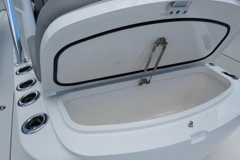 Slide: The Image of Open storage compartment on 2022 Valhalla Boatworks V-41, showcasing sleek design and functionality. - 33