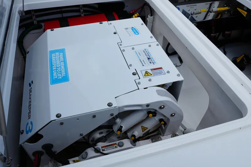 Slide: The Image of Seakeeper 3 stabilizer unit in 2022 Valhalla Boatworks V-41 engine compartment. - 42