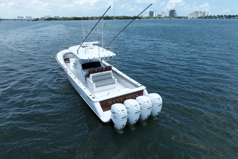 Slide: The Image of 2022 Valhalla Boatworks V-41 with quad Mercury 400 engines on open water. - 6