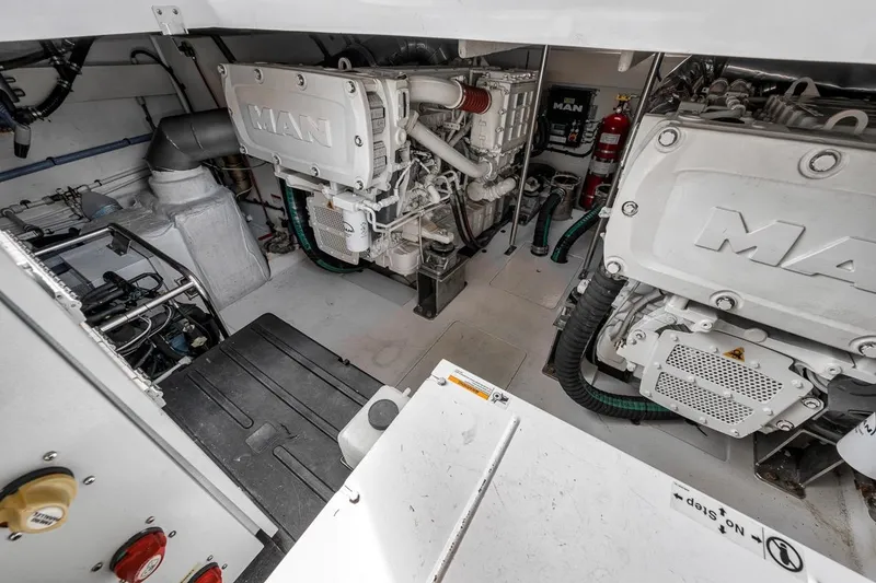 Slide: The Image of Engine room of a 2019 Azimut 55 yacht featuring MAN engines and equipment. - 107