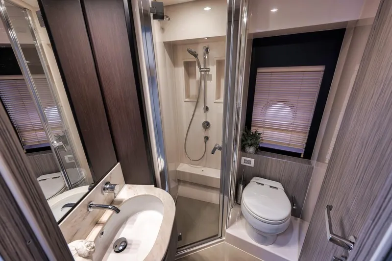 Slide: The Image of Luxurious bathroom in 2019 Azimut 55 yacht with modern fixtures and elegant design. - 51