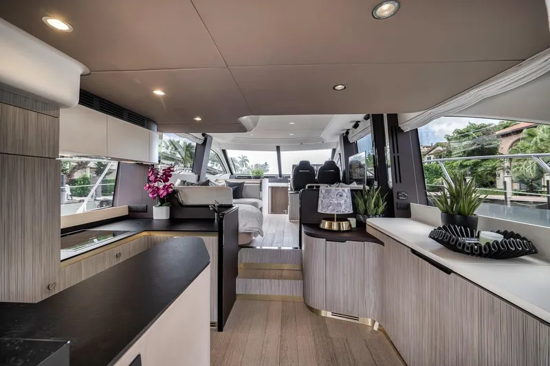 Slide: The Image of Luxurious interior of a 2019 Azimut 55 yacht with modern design and elegant decor. - 92
