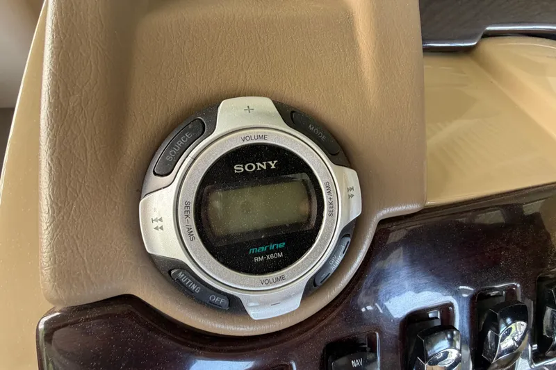 Slide: The Image of Sony marine audio control on 2011 Bennington 2575QCW OB boat dashboard. - 23