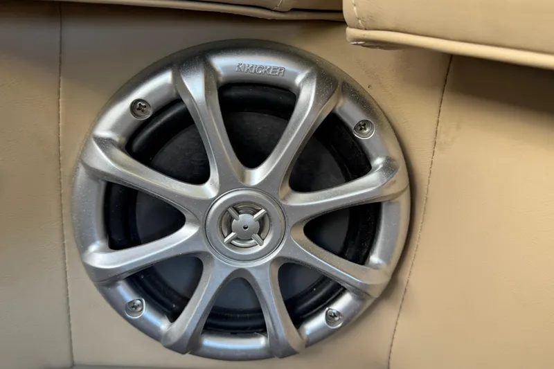 Slide: The Image of Close-up of a Kicker speaker on a 2011 Bennington 2575QCW OB boat. - 28
