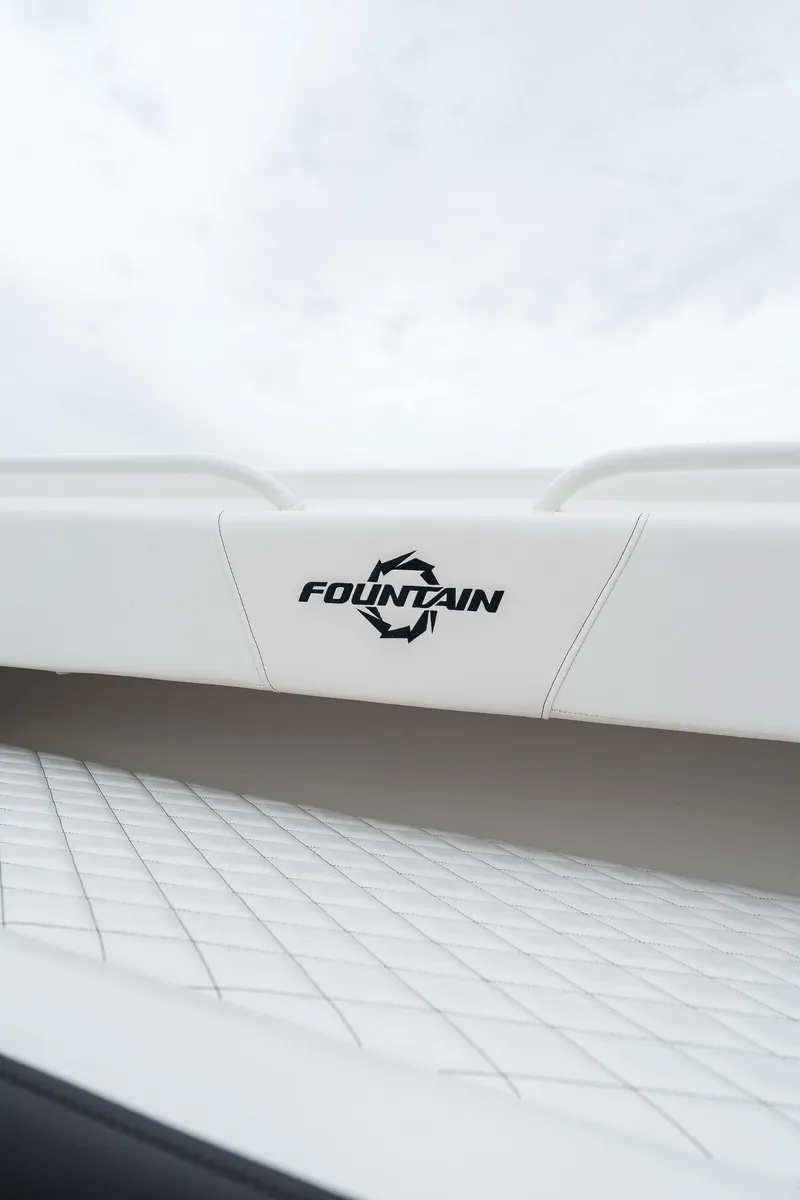 Slide: The Image of 2023 Fountain 38 CC boat with logo detail. - 32