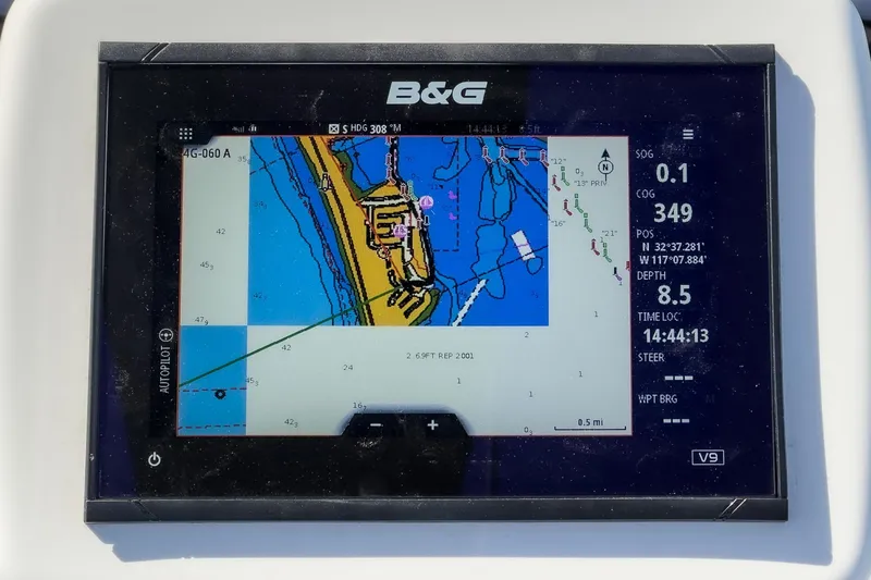 Slide: The Image of B&G marine navigation display showing nautical chart on a 1970 Morgan 42 MKI sailboat. - 27