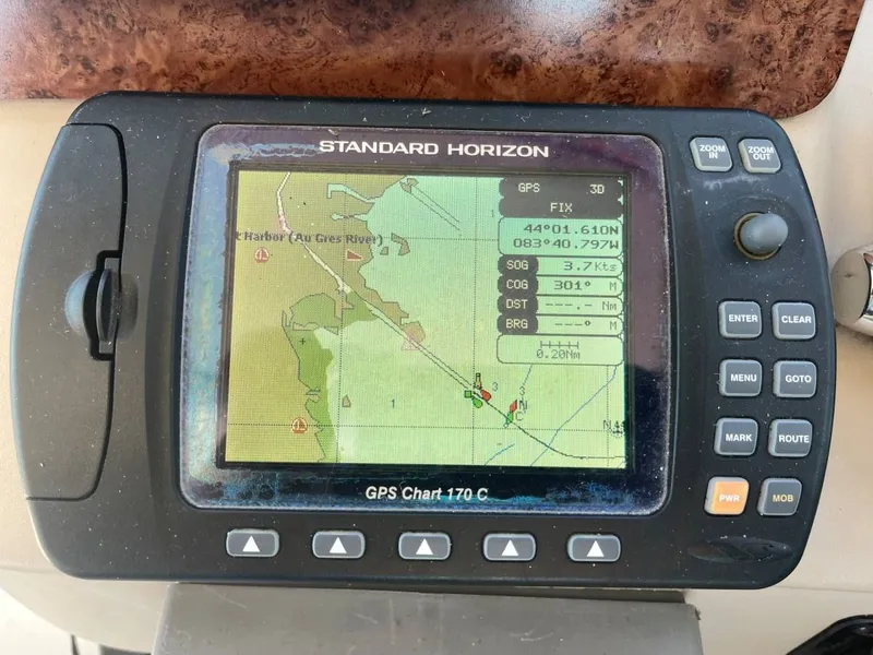 Slide: The Image of GPS navigation system on a 1999 Sea Ray 340 Sundancer boat. - 15