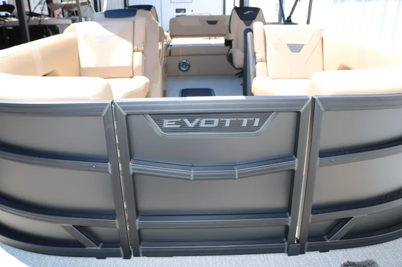 Slide: The Image of 2026 Evotti 521CS boat interior with beige seating and sleek design. - 20