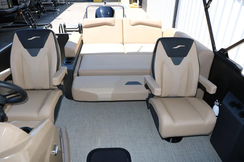 Slide: The Image of Interior of 2026 Evotti 521CS boat with beige seating and modern design. - 30