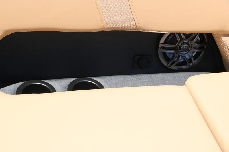 Slide: The Image of Rear seat speaker and cup holders in 2026 Evotti 521CS interior. - 45