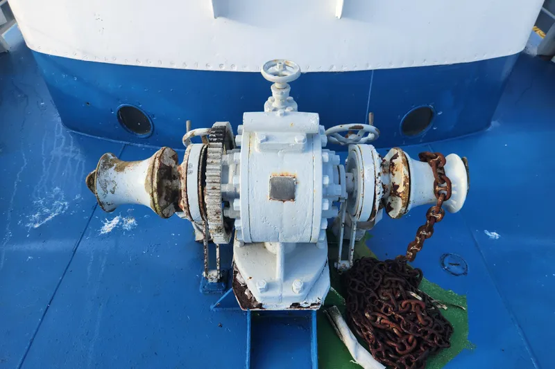 Slide: The Image of Rustic ship winch on Stord Verft 60 vessel, 1960 model, with anchor chain. - 13