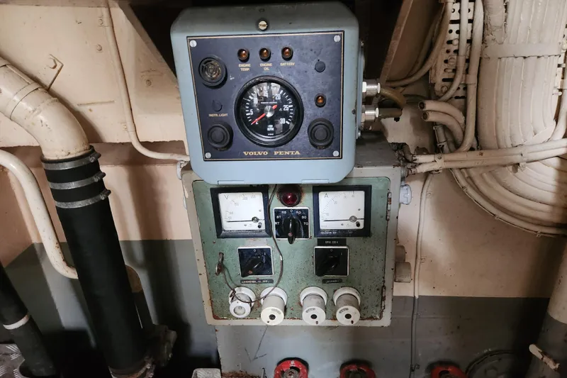 Slide: The Image of Vintage 1960 Stord Verft 60 control panel with gauges and switches. - 96