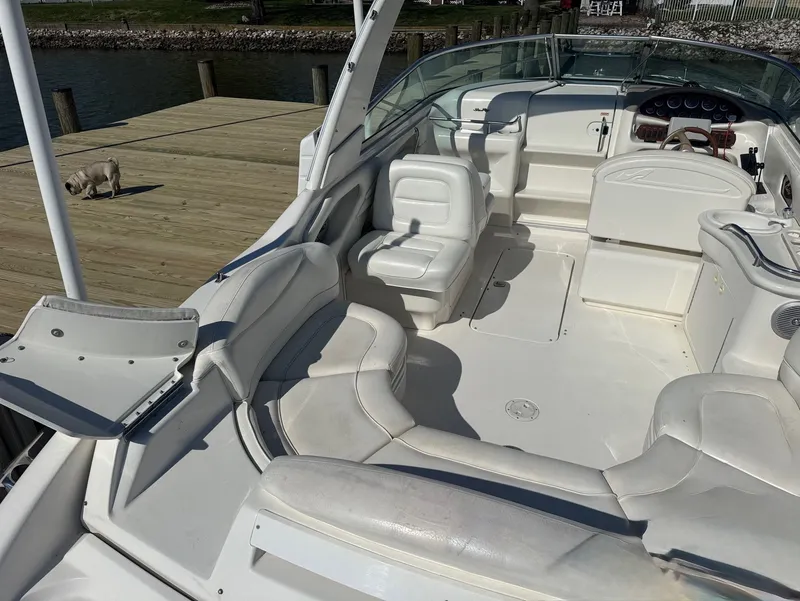 Slide: The Image of Interior of a 2021 Sea Ray 280 Sun Sport at the dock. - 5