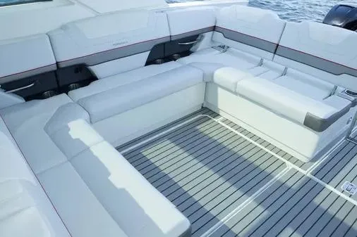 Slide: The Image of 2019 Formula 430 Super Sport Crossover boat interior with luxurious seating. - 15