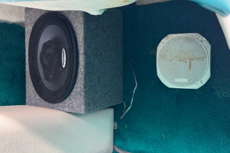 Slide: The Image of Pioneer speaker setup in 1997 Glastron GS 185 boat interior. - 18