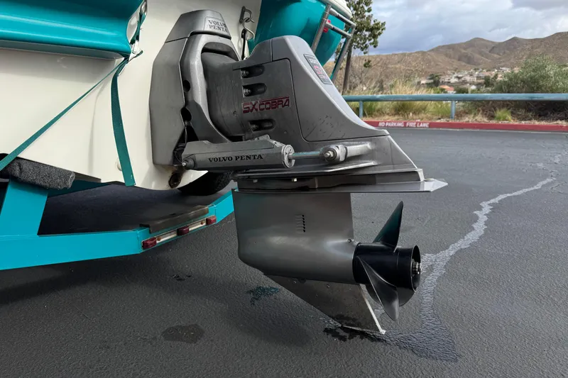 Slide: The Image of 1997 Glastron GS 185 boat with Volvo Penta SX Cobra outdrive on a trailer. - 6