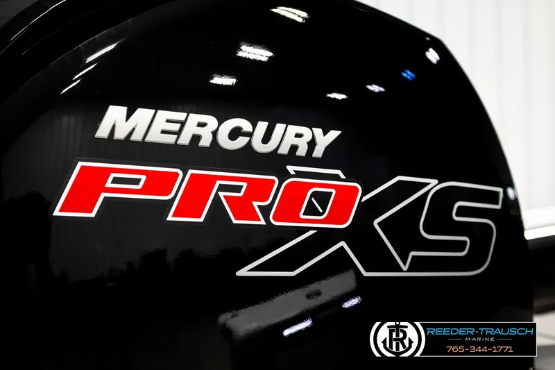 Slide: The Image of 2026 Lund 1875 Crossover XS with Mercury Pro XS engine branding. - 53
