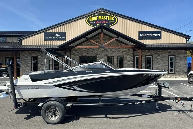 The Image of 2015 Glastron GT 185 boat on trailer outside Boat Masters dealership. - 1