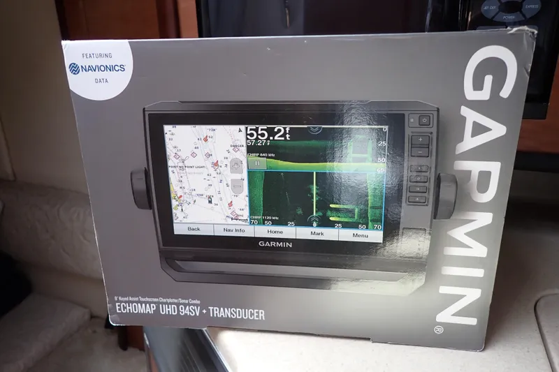Slide: The Image of Garmin ECHOMAP UHD 94sv with Navionics data, displayed on a Sea Ray Sundancer 260. - 42