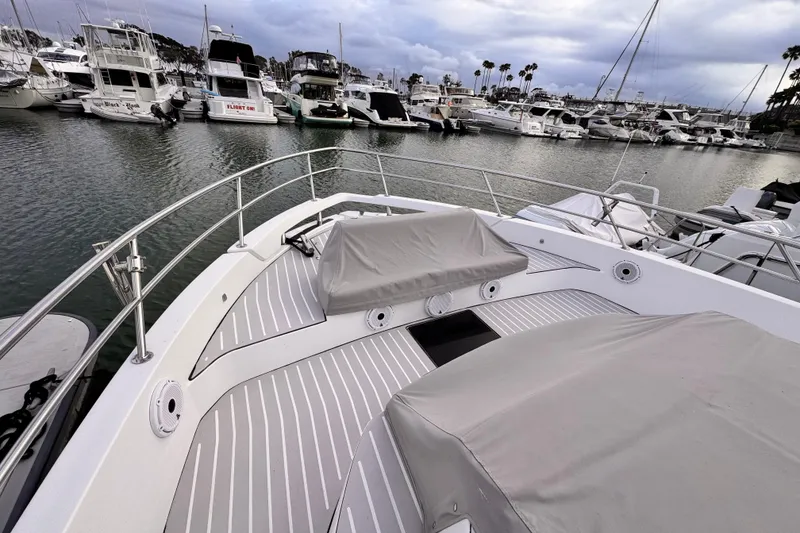 Slide: The Image of Azimut Verve 40 yacht docked in marina, 2020 model, with covered deck. - 18