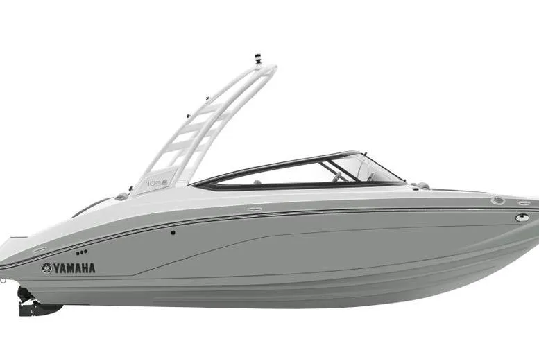 The Image of 2026 Yamaha Boats 195S, sleek design, side view, white and gray color scheme. - 0