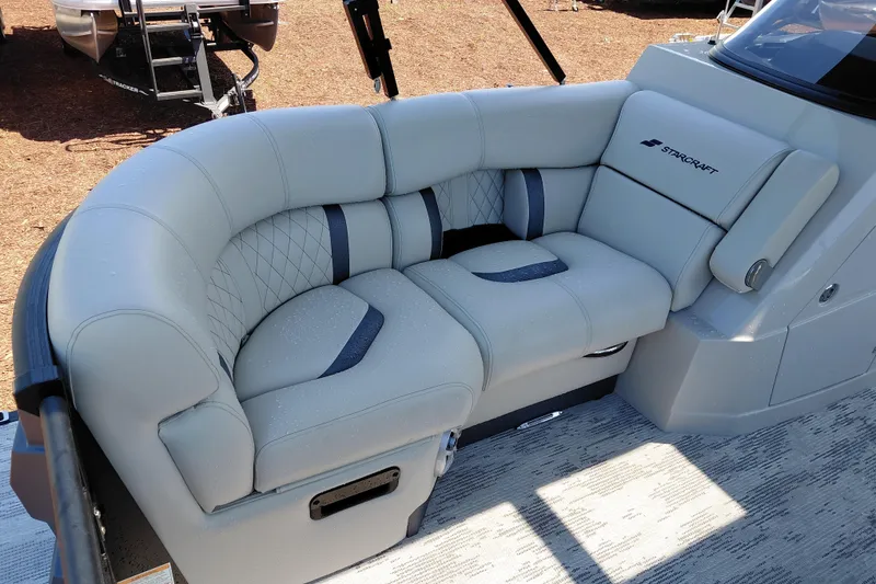 Slide: The Image of Luxurious seating on 2026 Starcraft RX 23 Q DH boat, featuring elegant design and comfort. - 9