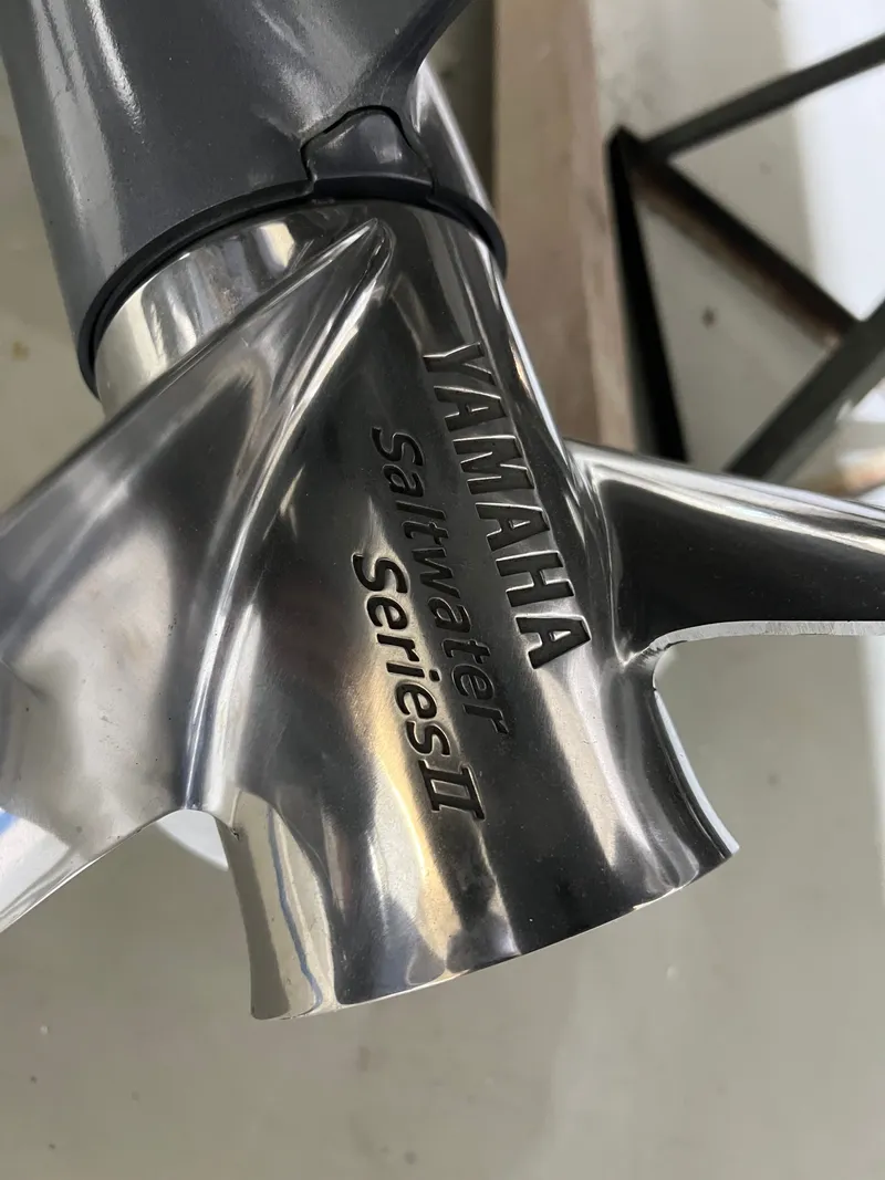 Slide: The Image of Yamaha Saltwater Series II propeller on 2008 Pursuit OS 315 Offshore. - 34
