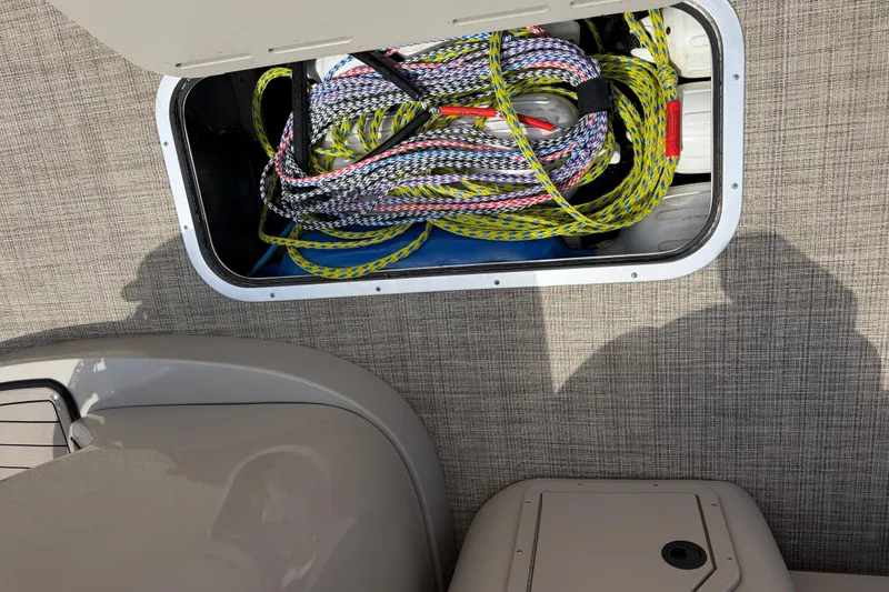 Slide: The Image of Storage compartment in JC 25 Neptoon DSL boat with ropes, 2018 model. - 13
