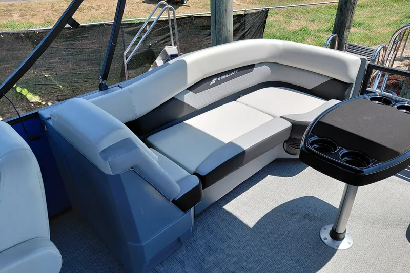 Slide: The Image of Luxurious seating area on 2026 Starcraft VX 22 R DH pontoon boat. - 15