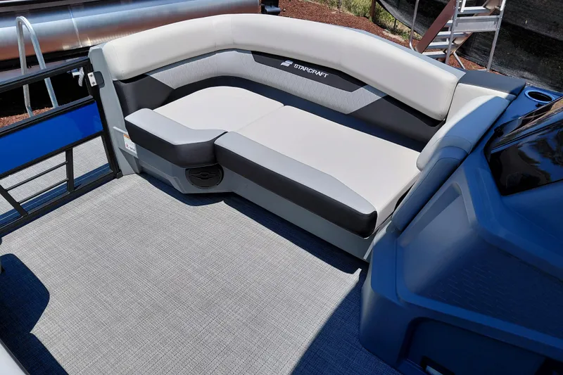Slide: The Image of 2026 Starcraft VX 22 R DH boat interior with sleek seating and modern design. - 19