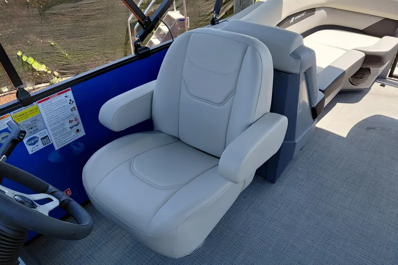 Slide: The Image of Captain's chair in 2026 Starcraft VX 22 R DH boat, featuring sleek design and comfort. - 27