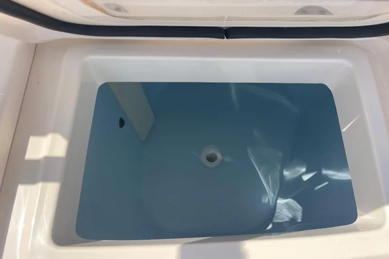 Slide: The Image of Livewell compartment on a 2018 Grady-White Canyon 306 boat, featuring a clean interior. - 27