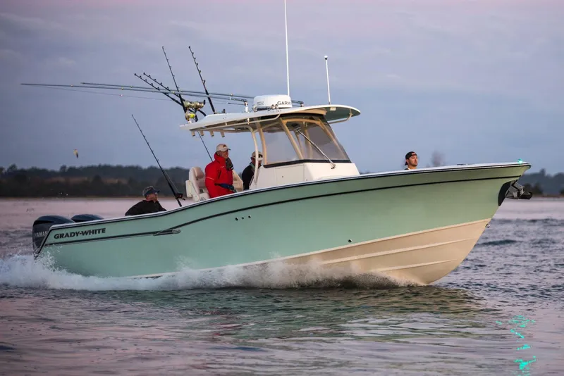 Slide: The Image of Manufacturer Provided Image: 2018 Grady-White Canyon 306 boat cruising on water with fishing rods. - 30