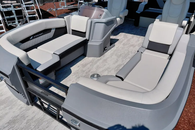 Slide: The Image of 2026 Starcraft VX 24 Q DH boat interior with luxurious seating and modern design. - 14
