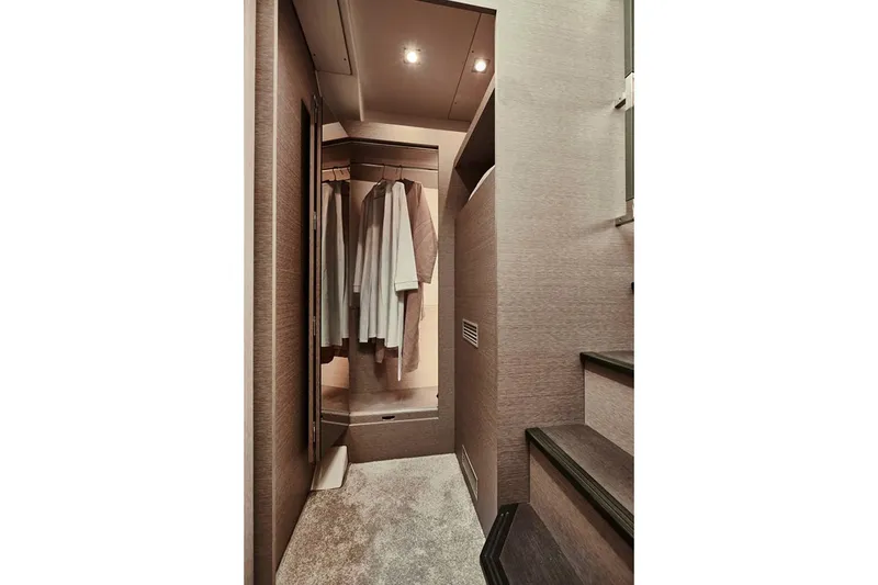 Slide: The Image of Interior of 2021 Prestige 420 yacht with elegant wardrobe. - 16