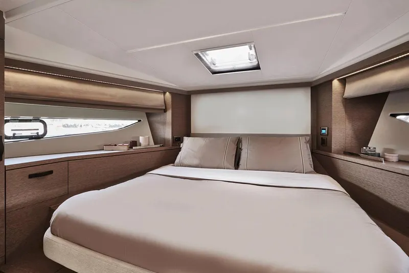 Slide: The Image of Luxurious cabin of the 2021 Prestige 420 yacht. - 17