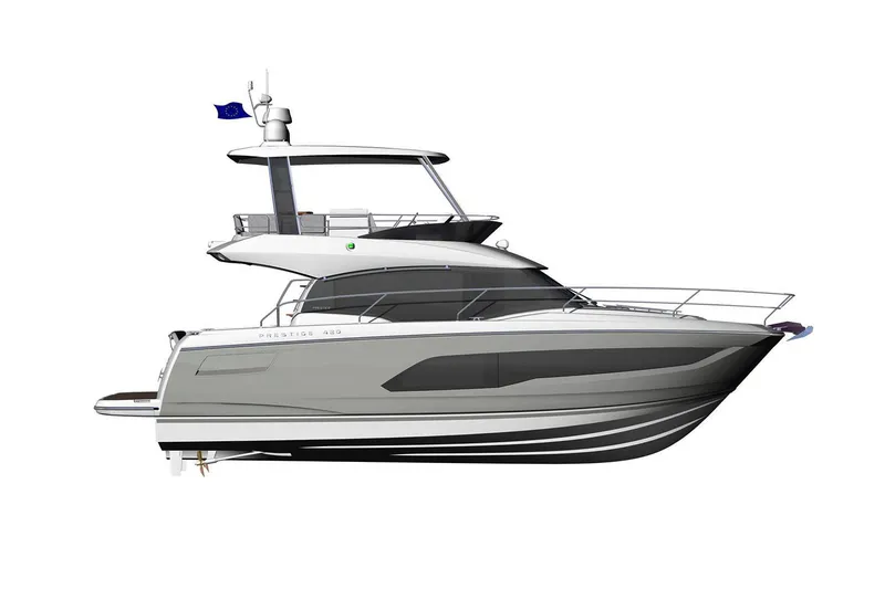 Slide: The Image of Prestige 420 Yacht 2021, side view, modern design. - 20