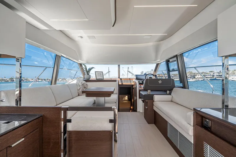 Slide: The Image of Interior of a 2021 Prestige 420 yacht with modern design. - 8