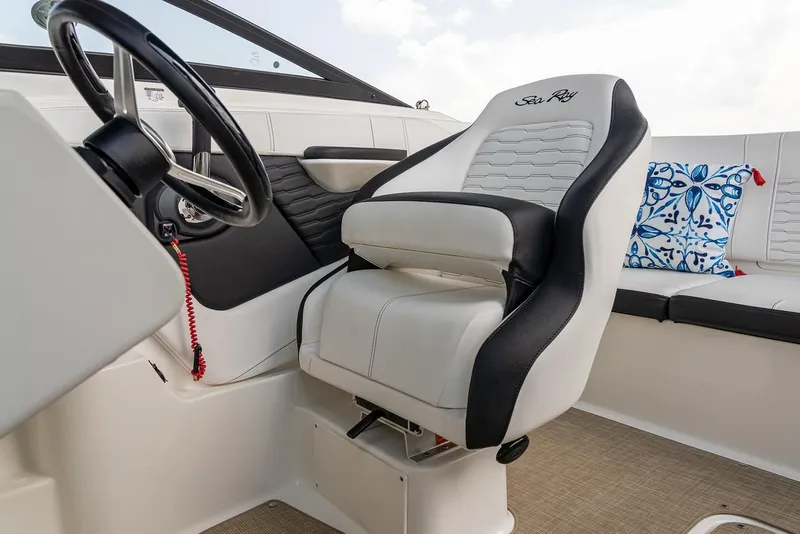 Slide: The Image of Rear view of 2023 Sea Ray SPX 190 boat with propeller and swim ladder. - 6