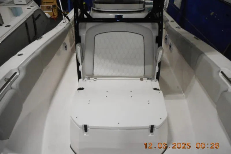 Slide: The Image of 2023 Sea Fox 288 Commander boat interior with seating and storage. - 7