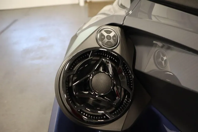 Slide: The Image of Close-up of 2026 Sea-Doo GTX 170 speaker system, showcasing sleek design and controls. - 10