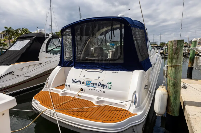 Slide: The Image of 2007 Sea Ray 340 Sundancer docked, featuring "Infinite OZean Days" from Chicago, IL. - 29