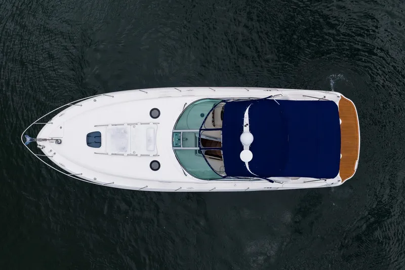 Slide: The Image of Aerial view of 2007 Sea Ray 340 Sundancer yacht on water. - 9