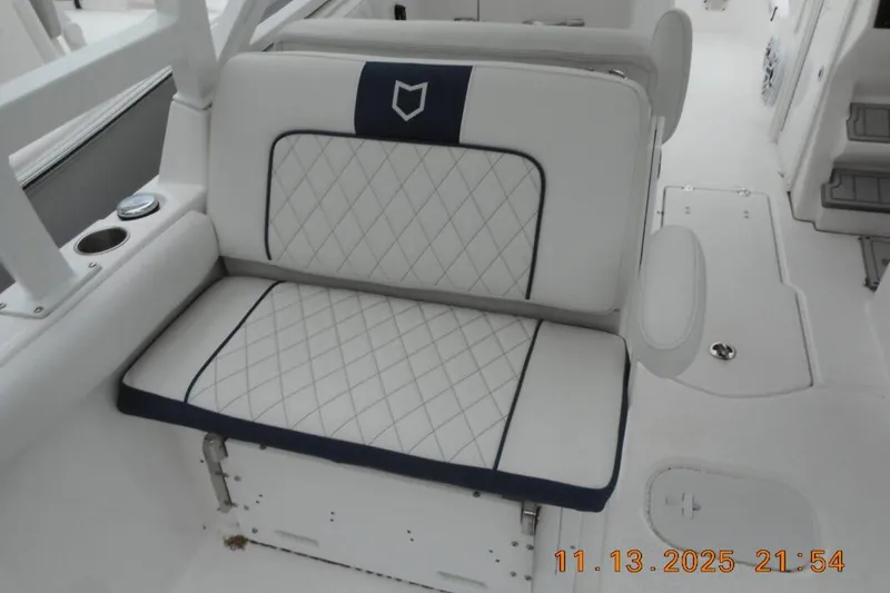Slide: The Image of Luxurious seating on 2025 Sea Fox 288 Traveler boat, featuring diamond-stitched upholstery. - 7