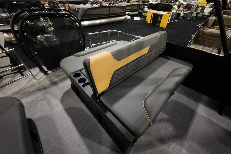 Slide: The Image of 2026 Godfrey Sweetwater 22' Tritoon with stylish flip lounge seating. - 18