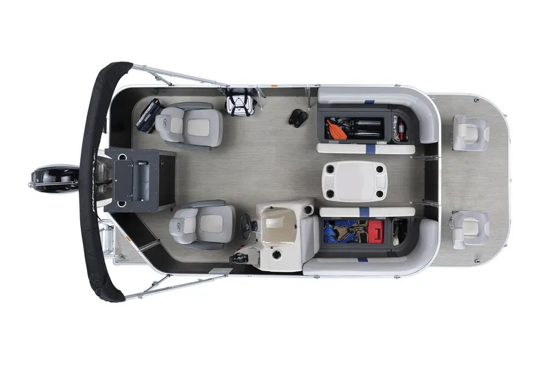 Slide: The Image of Manufacturer Provided Image: Top view of 2026 Princecraft Jazz 19-4S pontoon boat interior layout. - 3