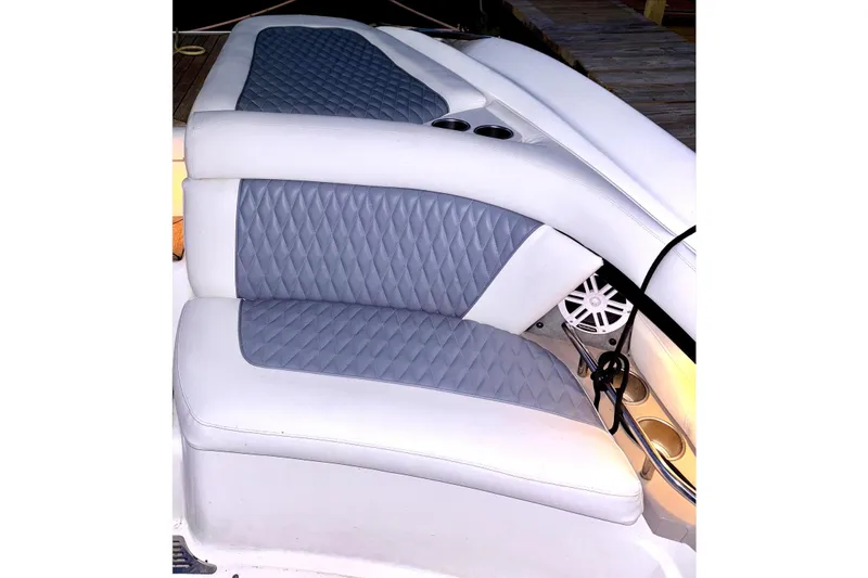 Slide: The Image of Luxury seating on a 2005 Cobalt 343 boat with quilted upholstery. - 9