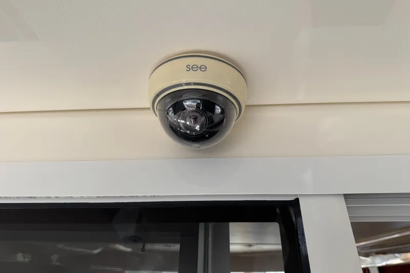 Slide: The Image of Security camera installed on a 2007 Meridian 411 Sedan yacht ceiling. - 45