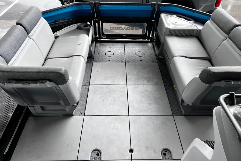 Slide: The Image of 2023 Sea-Doo Switch Cruise 18 interior with spacious seating and modern design. - 17
